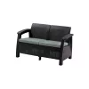 Corfu love seat, grafit színben, világos szürke párnával
