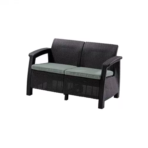 Corfu love seat, grafit színben, világos szürke párnával
