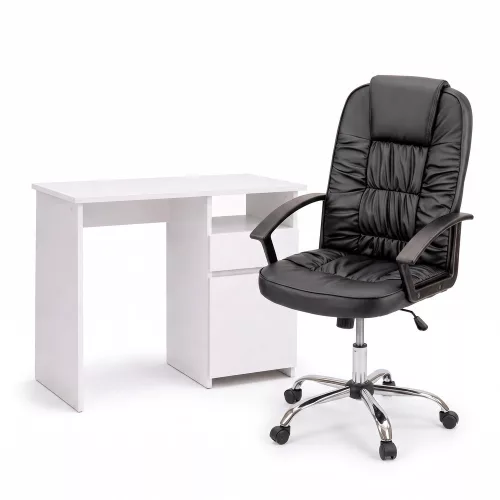 Family Pro íróasztal szett 100x50x74 cm Bristol forgószékkel fehér-fekete