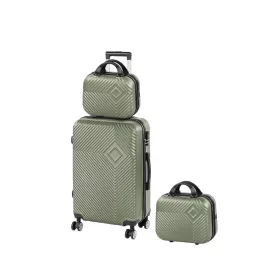 TraveLux Pro XIII gurulós bőrönd szett olajzöld