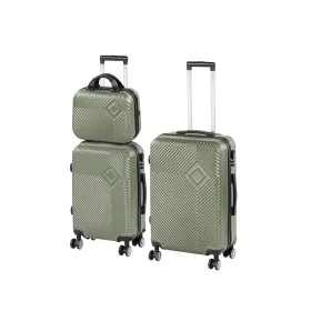 TraveLux Pro XVIII gurulós bőrönd szett olajzöld