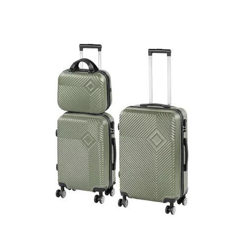 TraveLux Pro XVIII gurulós bőrönd szett olajzöld