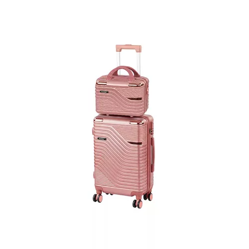 TraveLux Urban III gurulós bőrönd szett lazacrózsaszín