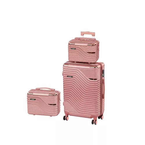TraveLux Urban XIII gurulós bőrönd szett lazacrózsaszín