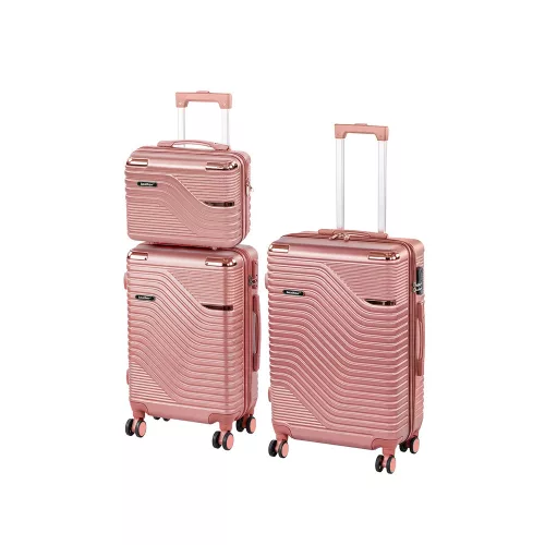 TraveLux Urban XVIII gurulós bőrönd szett lazacrózsaszín