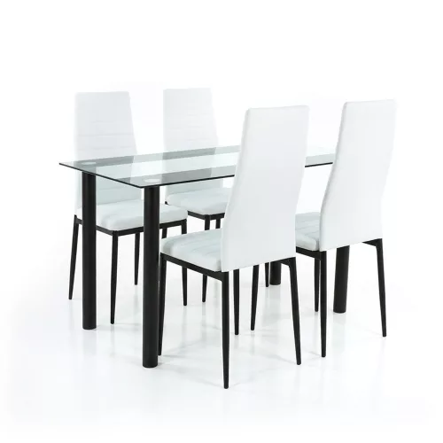 Mezza 4+1 étkező garnitúra fehér-fekete