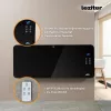 Hekla elektromos fűtőtest 1200W/2400W teljesítménnyel, elegáns fekete üvegpanellel és digitális kijelzővel