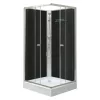 Polo Black II 80x80 cm szögletes fekete hátfalas zuhanykabin   zuhanytálcával