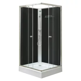   Polo Black II 80x80 cm szögletes fekete hátfalas zuhanykabin   zuhanytálcával