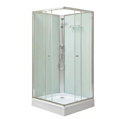 Polo White II 90x90 cm szögletes fehér hátfalas zuhanykabin   zuhanytálcával