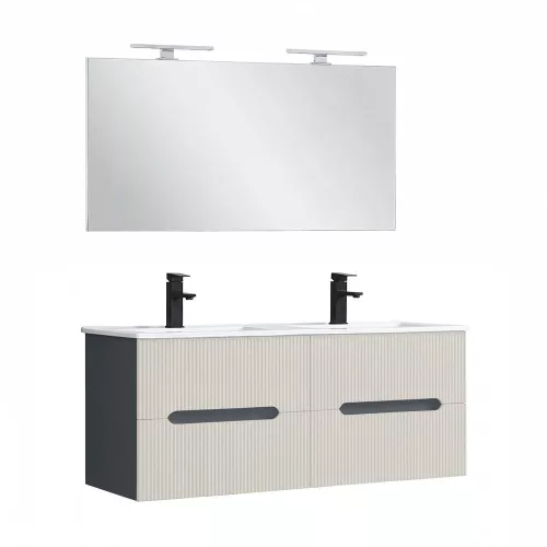 Trent Fürdőszobabútor 120 cm kerámia mosdóval tükörrel 60x120 cm antracit szürke-fehér